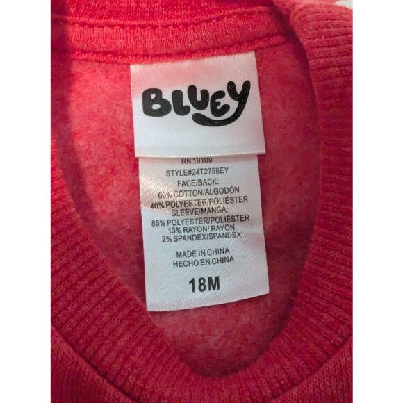 Bluey "Smoochy Kiss" Toddlers Crewneck Sweater Size 18M - Picture 5 of 6